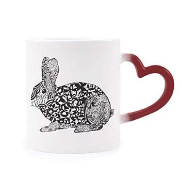 Imagem de Linda caneca sensível ao calor com desenho de animais e coelhos gordos fofos, caneca de grés que muda de cor vermelha