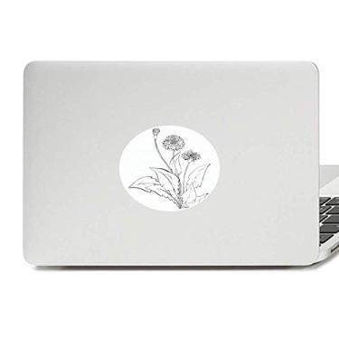 Imagem de Adesivo de notebook com emblema de plantas de dente-de-leão branco preto com flores de vinil