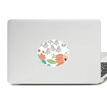 Imagem de Adesivo de notebook com estampa de flor branca e laranja com emblema de vinil