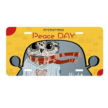 Imagem de DIYthinker Sketching Lovely Owl Winter Night Placa Placa de carro Decoração Dia da Paz