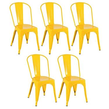 Imagem de Loft7, Kit 5 Cadeiras Iron Tolix Design Industrial em Aço Carbono Vintage Moderna e Elegante Versátil Sala de Jantar Cozinha Bar Restaurante Varanda Gourmet, Amarelo