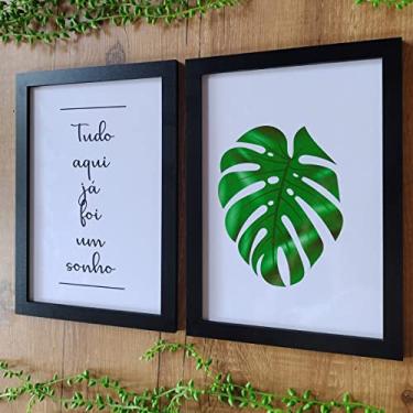 Imagem de 2 Quadros Decorativos Tudo aqui já foi sonho Sala Quarto MDF Cor:Preto