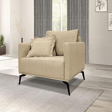 Imagem de Poltrona Decorativa Estofada Sala Quarto Escritório Leitura Decorada Novele (LINHO DOURADO)