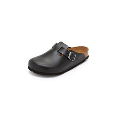 Imagem de Birkenstock Tamancos unissex Boston Soft Footbed, Couro Amalfi preto, 6-6.5