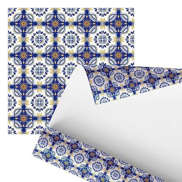 Imagem de Papel De Parede Adesivo Azulejo Azul Mandala Cozinha 2,80