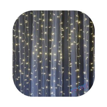 Imagem de Cortina 500 Led 3,0m x 2,5m Fixo Branco Quente Decor Festa Casa Natal 220V