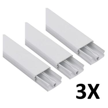 Imagem de Kit 3 Canaleta 2 Divisórias Cabos Fios Fita Dupla Face 2Mt