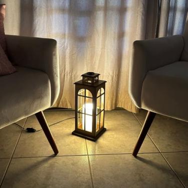Imagem de Lanterna Luminaria Lampião Lepus Colonial Para Sala Mesa Mdf