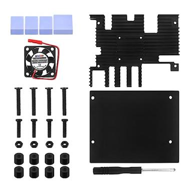 Imagem de 1 conjunto de capa de liga + ventilador ativo de resfriamento passivo invólucro de calor de metal para Orange Pi 5 Plus