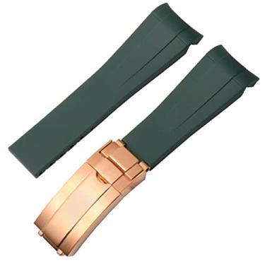 Imagem de Para rolex pulseira de relógio de borracha masculino ditongna verde água fantasma mergulhador silicone verde 20mm 21mm pulseira de relógio