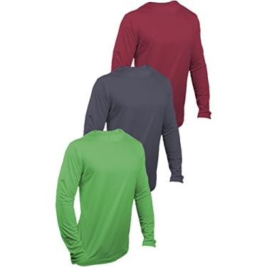 Imagem de KIT 3 Camisetas Com Proteção UV 50+ Dry Fit Segunda Pele Térmica Tecido Termodry Manga Longa - Vermelho, Chumbo, Verde - M