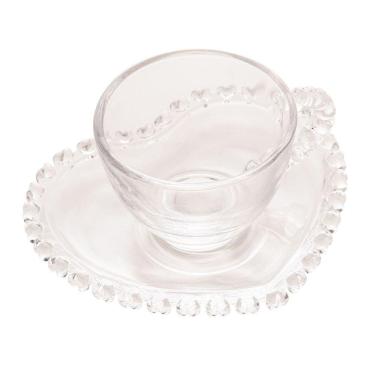 Imagem de Xícara Para Café Com Pires De Cristal De Coração 80Ml Lyor