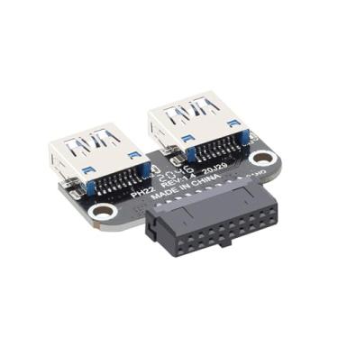 Imagem de CHICHIYANG 2 adaptadores de interface USB 3.0 fêmea/conector de interface fêmea 19 pinos/20 pinos para expandir placa-mãe