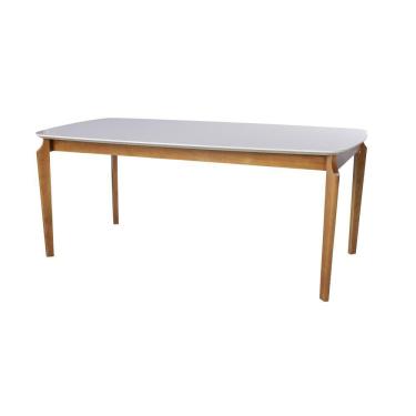Imagem de Mesa de Jantar Retangular Petra 140 cm Base Madeira Maciça Off White
