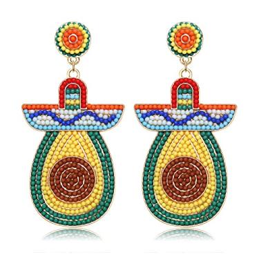 Imagem de Cinco De Mayo Brincos femininos coloridos com miçangas Fiesta Chill Brincos pendentes com letra de declaração brincos de gota do festival mexicano joias presentes, Zinco, Cristal