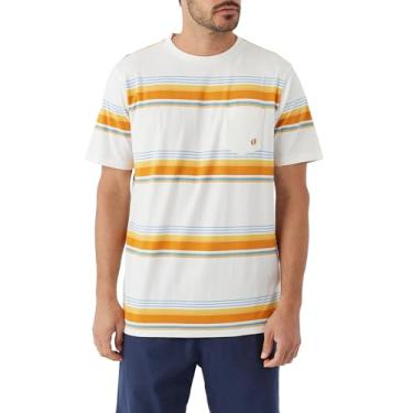 Imagem de Hang Ten Camiseta masculina de algodão listrada justa - camiseta macia e confortável para uso casual, Creme, XXG