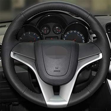 Imagem de TPHJRM Capa de volante de couro artificial macio costurado à mão, apto para Chevrolet Cruze 2009-2014 Aveo 2011-2014 Holden Cruze 2010