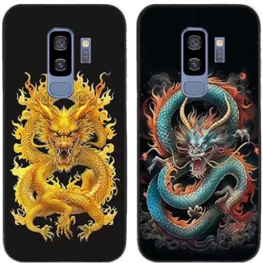 Imagem de 2 peças dragão chinês impresso TPU gel silicone capa de telefone traseira para Samsung Galaxy (Galaxy S9 Plus / S9+)