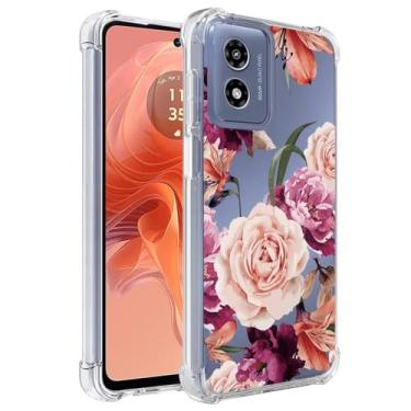 Imagem de Sidande Capa para Moto G24 4G, Motorola G04 4G XT2423-1 XT2421-2 Capa para meninas e mulheres, capa protetora de telefone fina de TPU flexível macio floral transparente para Motorola Moto G24 4G flor