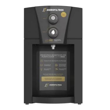 Imagem de Purificador De água Gelada Ultramax Hidrofiltros Preto - Motor Compressor Voltagem 110v