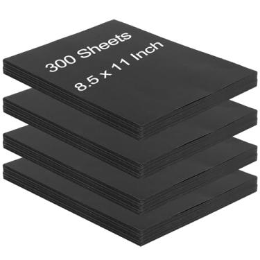 Imagem de HOIGON 300 folhas de cartolina preta de 21 x 28 cm, papel cartolina grossa de 29,5 kg com textura elegante, papelão para artesanato, artes, papéis de impressora de quadro-negro, álbuns de recortes
