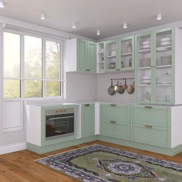 Imagem de Cozinha Modulada 8 Peças 5 Balcões 2 Aéreos 1 Aéreo Alto Sem Tampo Arizona CabeCasa MadeiraMadeira Branco/Menta