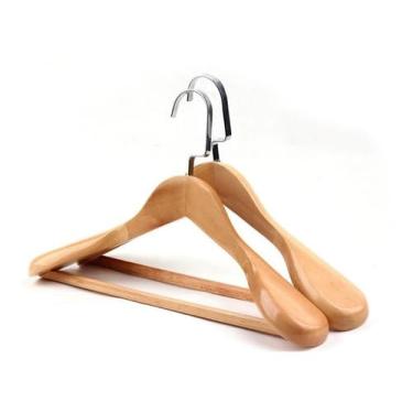 Imagem de Kit 5 Cabides de Madeira para Ternos e Casacos - Ombros Largos e Gancho Luxo ®MaiXpro