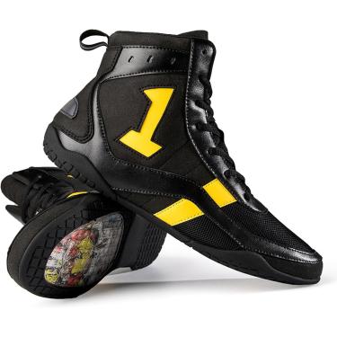 Imagem de Sapatos de boxe para musculação, tênis de luta livre, leves, esportivos de luta, antiderrapantes, leves e com absorção de suor, para homens, mulheres e crianças, preto, 43EU