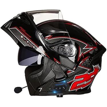 Imagem de Capacete Bluetooth Modular Para Motocicleta, Capacete Flip Up Para Motocicleta, Capacete Com Viseira Dupla Antiembaçante Para Atendimento Automático, Certificação DOT/ECE C,C,C=57~58CM,YUYANAIAI