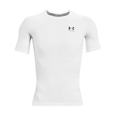 Imagem de Under Armour Camiseta masculina Armour Heatgear de manga curta de compressão, branca (100)/preta, 3GG