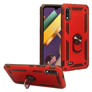 Imagem de CELZEN - Para LG K22, K32, K22+ Plus (LM-K200) - Capa de telefone Defender com suporte de anel - RS3 Vermelho