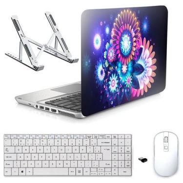 Imagem de Adesivo Notebook 17" Flores D1/Sup/Tecl/Mouse Branco - BD Net Collecti