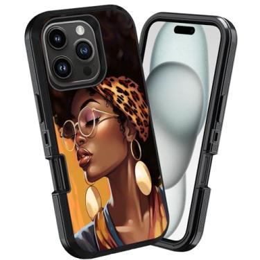 Imagem de WEUIUJKILO Capa projetada para iPhone 16 Pro Max, 3 em 1, híbrida, à prova de choque, à prova de poeira, queda, proteção total para iPhone 16 Pro Max (6,9 polegadas), mulheres negras afro-americanas