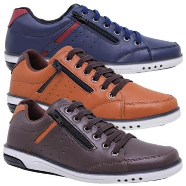 Imagem de Kit 3 Pares Sapatênis Masculino Casual Fechamento Elastico e Ziper - S