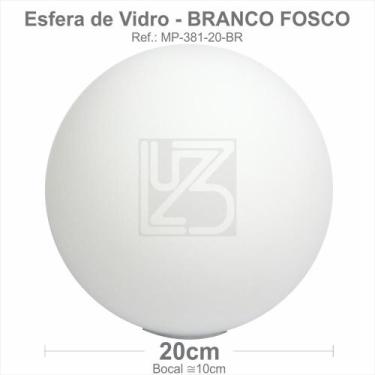 Imagem de Vidro esfera s/ colarinho 20cm bocal 10cm - branco fosco - Trybo 