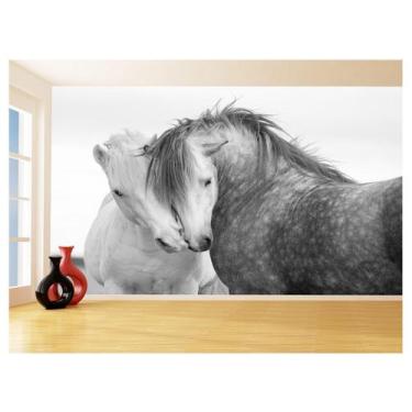 Imagem de Papel De Parede Animais Casal Cavalos Fazenda 3,5M Anm339 - Você Decor