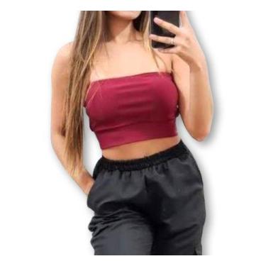 Imagem de Blusa cropped faixa poliéster feminino - Filó modas, Amarelo, G