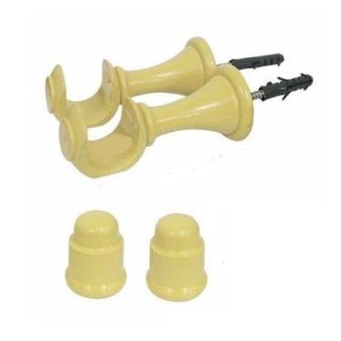 Imagem de Kit 2 Suporte Para Varão Cortina Com Ponteira 19Mm Marfim - Geral