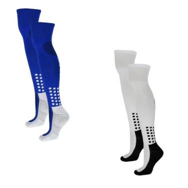 Imagem de Kit 2 Pares de Meiões Futebol Penalty Matis Infantil, Azul, Branco, 26
