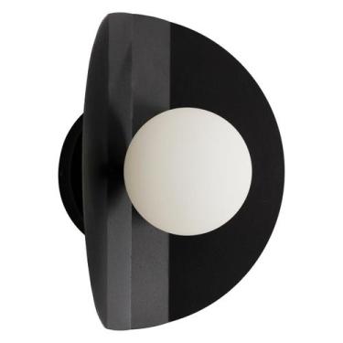 Imagem de Arandela Luminária De Parede Cacau Globo Vidro Lavabo Preto - Single L