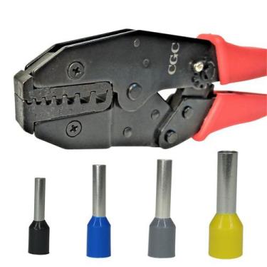 Imagem de Kit Alicate Para Prensar Crimpar Crimpador Com Catraca e 300 Terminais