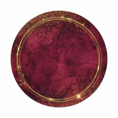 Imagem de Painel de Lona Redondo Aros Dourados Gliter Brilho Fundo Vermelho - Fa