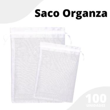 Imagem de Saco Organza - Saquinho 7x9 Branco C/ 100 Para Lembrancinha - Nybc