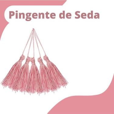Imagem de Pingente De Seda Tassel - Franja - Rosa  - Com 100 Unidades - Nybc