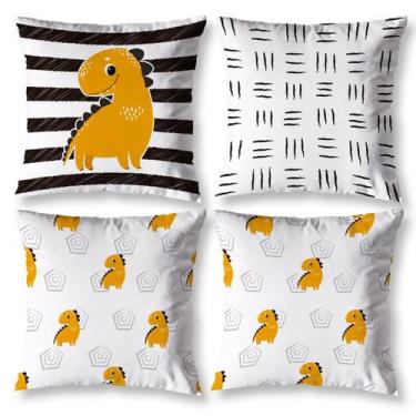 Imagem de Kit 4 Capas de Almofada DINOSSAURO 40cm X 40cm Estampada Digital - Mer