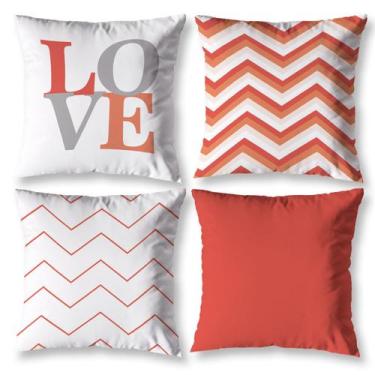 Imagem de Kit 4 Capas de Almofadas Decorativas 40x40 Cheias Chevron - Mercado Bo