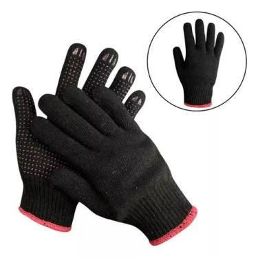 Imagem de 15 Par Luva Pano Tricotada Malha Pigmentada PRETA - NAVY+PRO