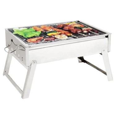 Imagem de Churrasqueira Grande Inox Portátil Carvão Casa Praia Camping - IDEA+PR