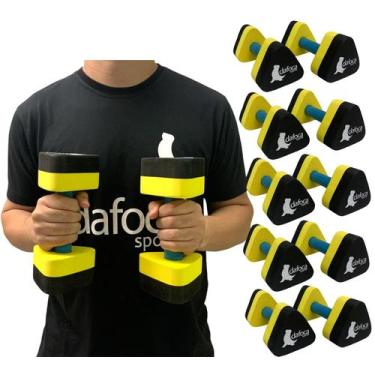 Imagem de Kit 5 Pares Halteres Hidroginástica em EVA 1 à 2kg DF1104-P Preto/Amar