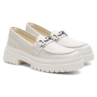 Imagem de Mocassim Oxford Tratorado Sapato Feminino Off White - Rizzicomercio, 3